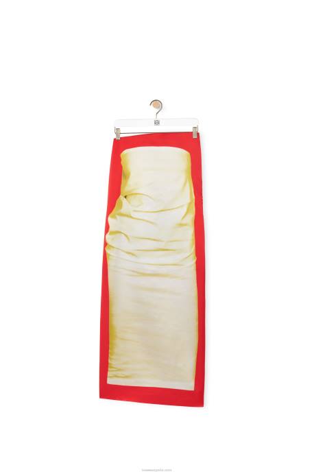 Loewe mujer vestido bustier de raso técnico LP641032 rojo amarillo