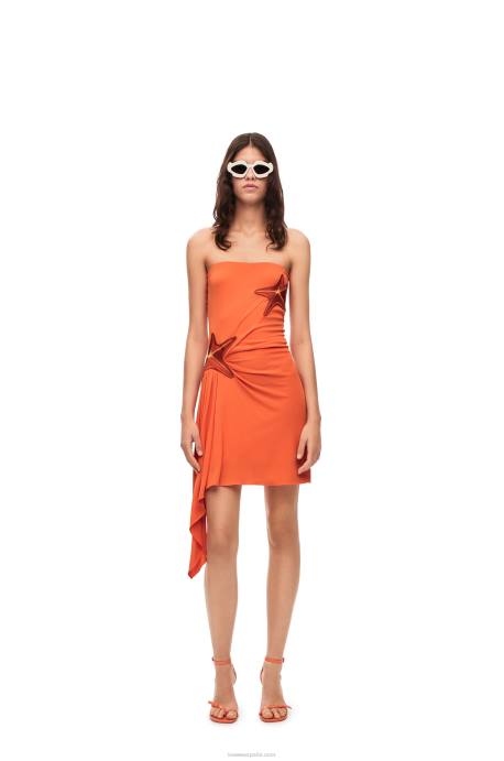 Loewe mujer vestido bustier estrella de mar en viscosa LP641044 naranja brillante