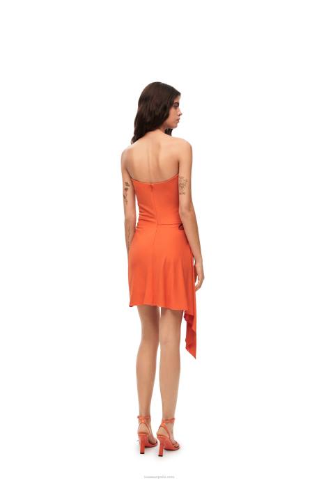 Loewe mujer vestido bustier estrella de mar en viscosa LP641044 naranja brillante