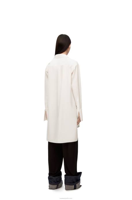 Loewe mujer vestido camisero deconstruido en algodón LP641095 Blanco óptico