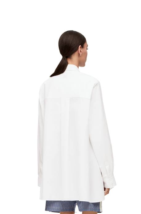 Loewe mujer vestido camisero trapecio de algodón LP641083 blanco