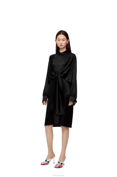 Loewe mujer vestido con nudo en crepé satinado LP641074 negro