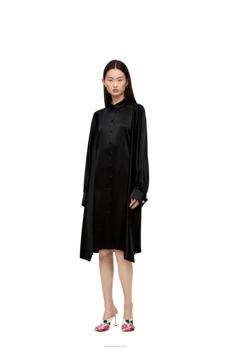 Loewe mujer vestido con nudo en crepé satinado LP641074 negro