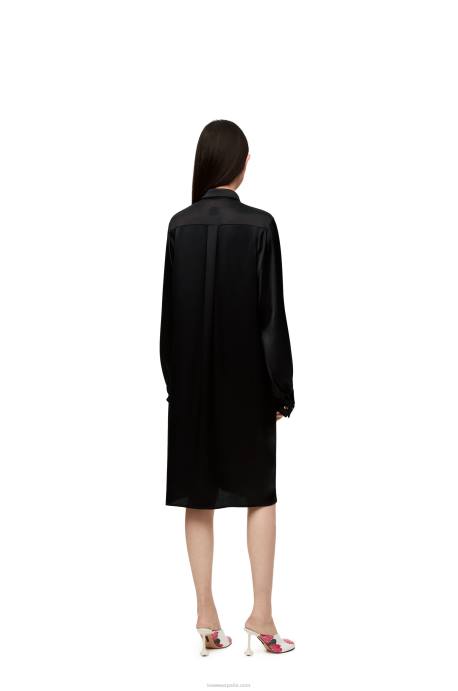 Loewe mujer vestido con nudo en crepé satinado LP641074 negro