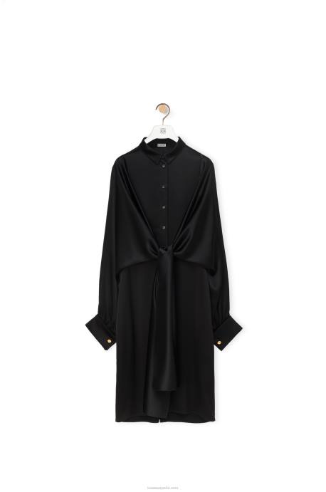 Loewe mujer vestido con nudo en crepé satinado LP641074 negro