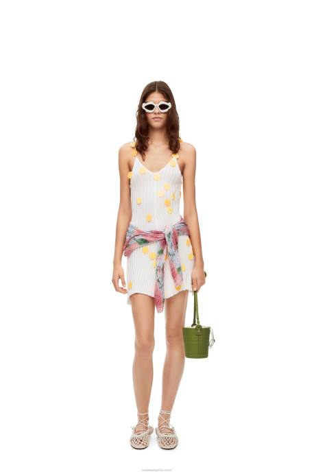 Loewe mujer vestido corto de viscosa con lentejuelas LP641040 blanco