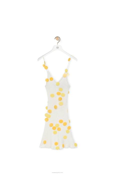 Loewe mujer vestido corto de viscosa con lentejuelas LP641040 blanco