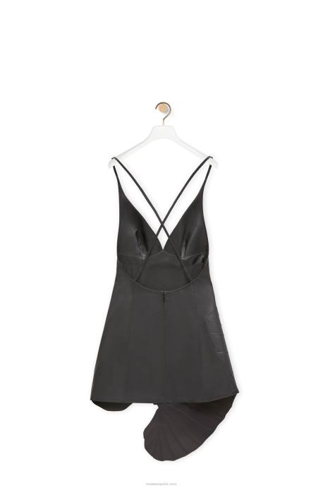 Loewe mujer vestido de napa con intarsia de hojas LP641038 negro
