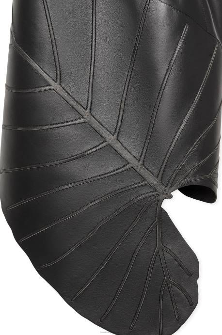 Loewe mujer vestido de napa con intarsia de hojas LP641038 negro