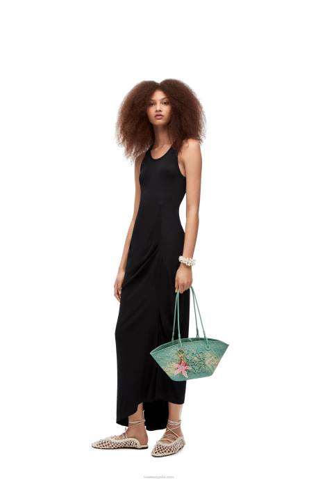Loewe mujer vestido de tirantes asimétrico de viscosa LP641060 negro