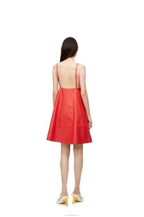 Loewe mujer vestido de tirantes en napa anthurium LP641065 rojo