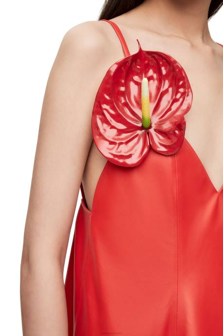 Loewe mujer vestido de tirantes en napa anthurium LP641065 rojo