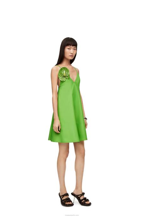 Loewe mujer vestido de tirantes en napa anthurium LP641067 verde flúor