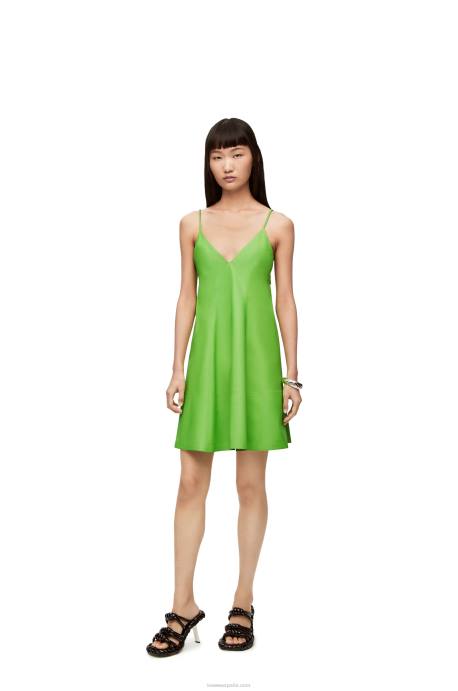 Loewe mujer vestido de tirantes en napa anthurium LP641067 verde flúor