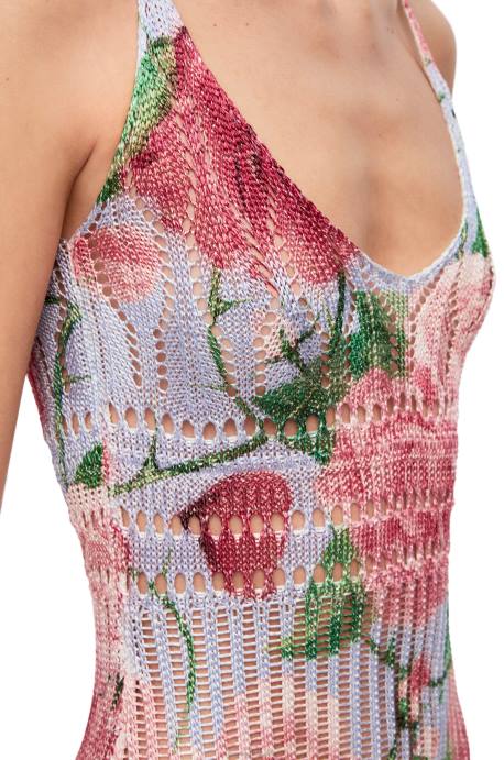 Loewe mujer vestido de tiras de rosas en viscosa LP641047 rosa multitono