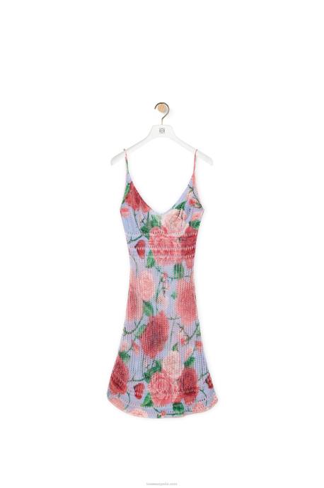 Loewe mujer vestido de tiras de rosas en viscosa LP641047 rosa multitono