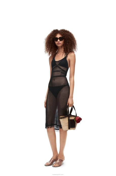 Loewe mujer vestido de tiras en viscosa LP641058 negro