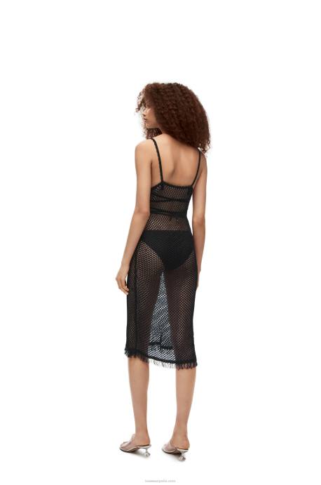 Loewe mujer vestido de tiras en viscosa LP641058 negro