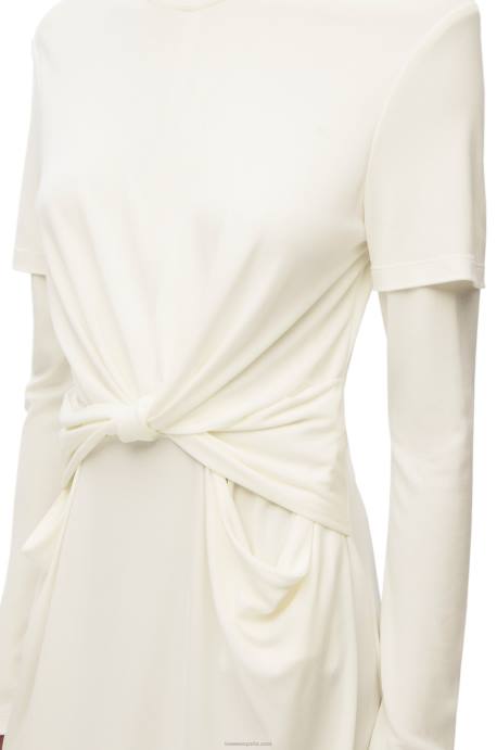 Loewe mujer vestido drapeado de punto de crepé LP641093 blanco
