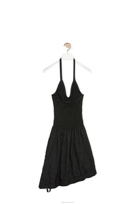 Loewe mujer vestido fruncido de algodón LP641057 negro