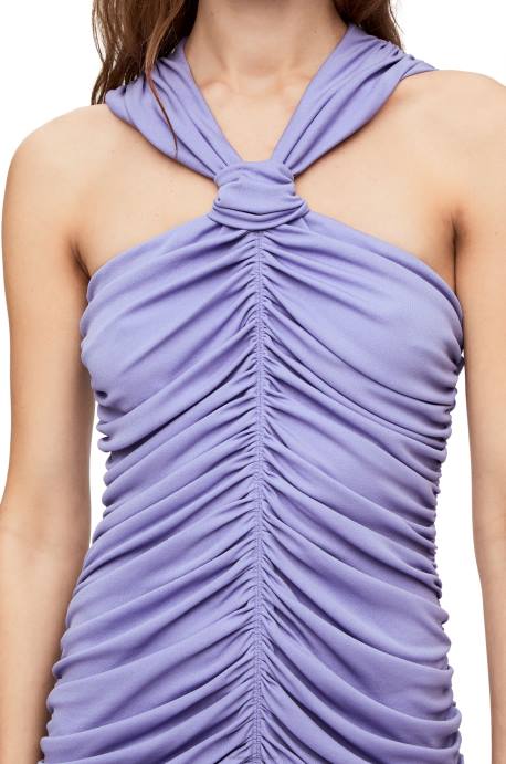 Loewe mujer vestido largo drapeado de punto de crepé LP641069 lila