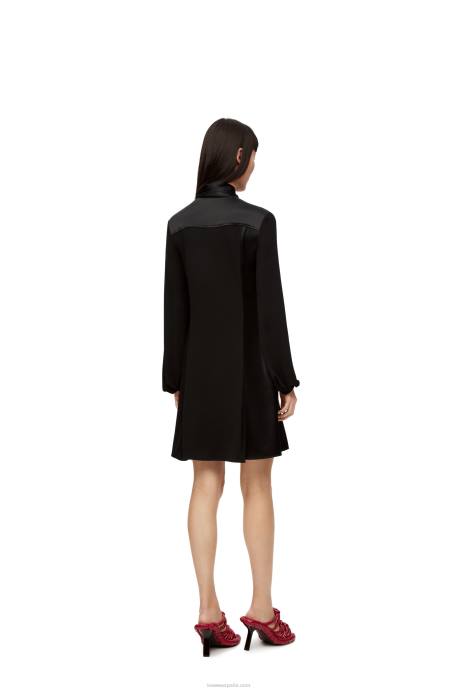 Loewe mujer vestido lavalliere de punto de crepe y raso de crepe LP641062 negro