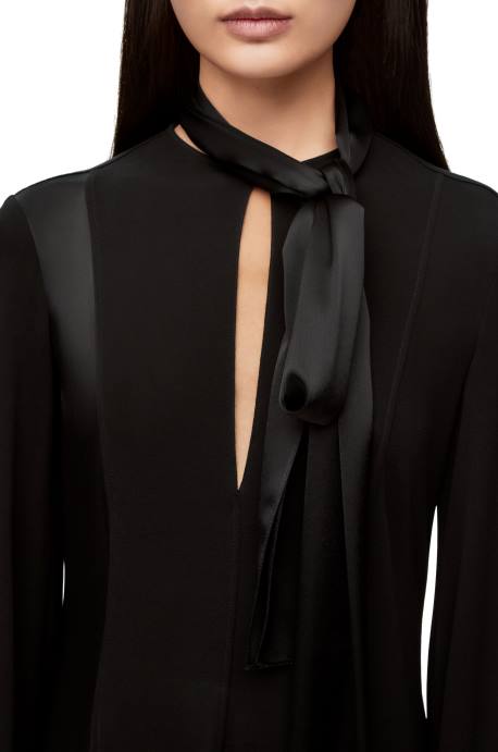 Loewe mujer vestido lavalliere de punto de crepe y raso de crepe LP641062 negro