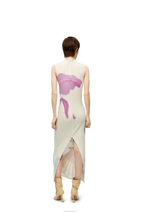 Loewe mujer vestido maruja mallo tubo de algodon LP641036 blanco/multicolor