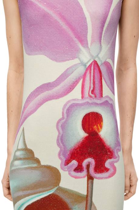 Loewe mujer vestido maruja mallo tubo de algodon LP641036 blanco/multicolor