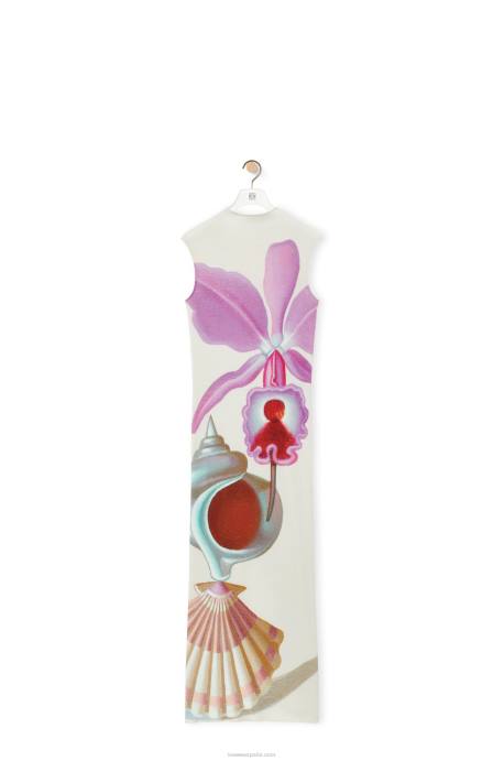 Loewe mujer vestido maruja mallo tubo de algodon LP641036 blanco/multicolor