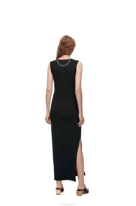 Loewe mujer vestido sin mangas de algodón con anagrama LP641091 negro