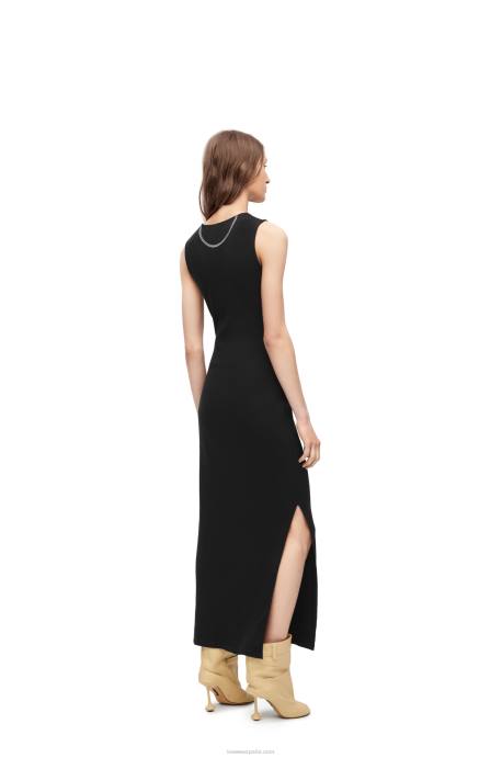 Loewe mujer vestido sin mangas de algodón con anagrama LP641091 negro
