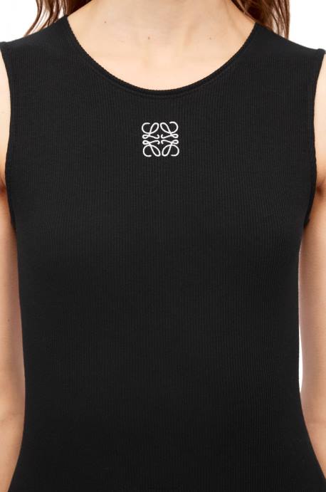 Loewe mujer vestido sin mangas de algodón con anagrama LP641091 negro