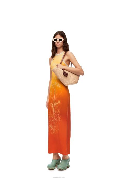 Loewe mujer vestido sin mangas hinojo en algodón LP641041 Amarillo naranja