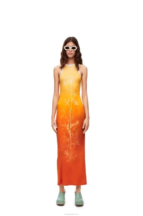 Loewe mujer vestido sin mangas hinojo en algodón LP641041 Amarillo naranja