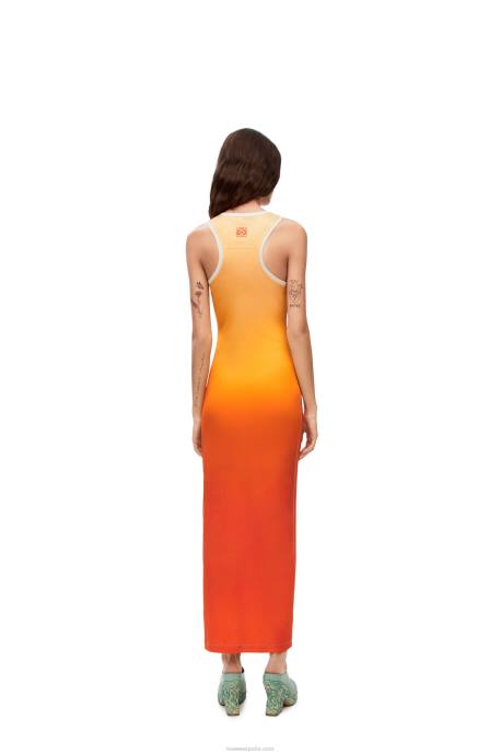 Loewe mujer vestido sin mangas hinojo en algodón LP641041 Amarillo naranja