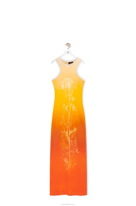 Loewe mujer vestido sin mangas hinojo en algodón LP641041 Amarillo naranja