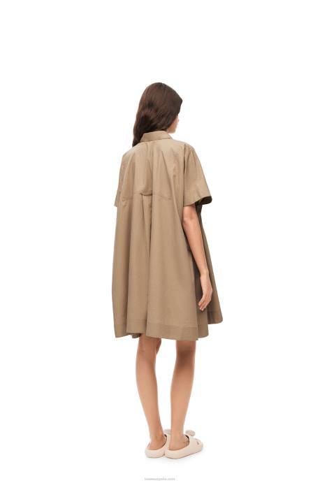 Loewe mujer vestido túnica anagrama de algodón LP641050 taos gris pardo