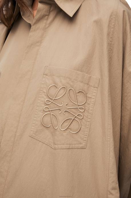 Loewe mujer vestido túnica anagrama de algodón LP641050 taos gris pardo