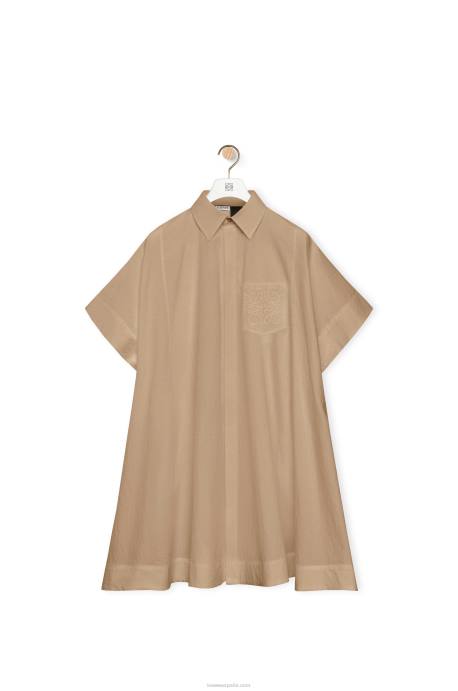 Loewe mujer vestido túnica anagrama de algodón LP641050 taos gris pardo