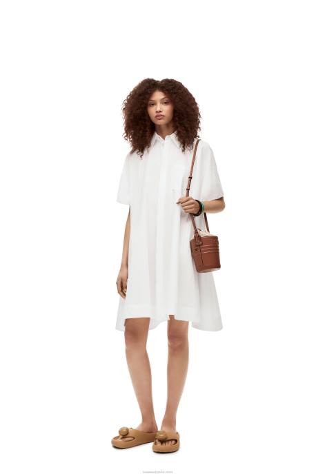 Loewe mujer vestido túnica anagrama de algodón LP641056 blanco