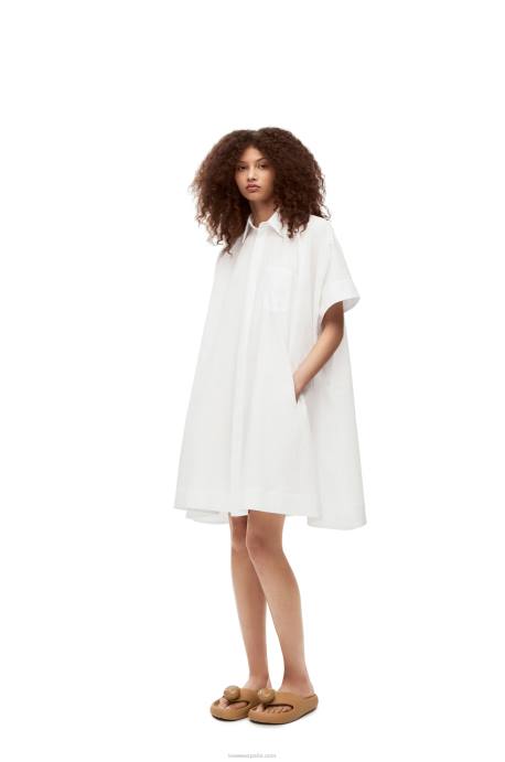 Loewe mujer vestido túnica anagrama de algodón LP641056 blanco