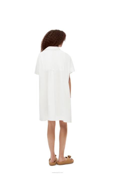 Loewe mujer vestido túnica anagrama de algodón LP641056 blanco