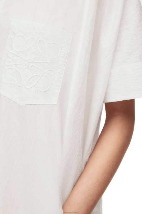 Loewe mujer vestido túnica anagrama de algodón LP641056 blanco