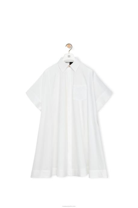 Loewe mujer vestido túnica anagrama de algodón LP641056 blanco