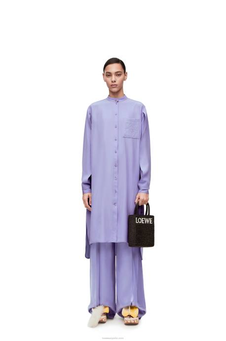 Loewe mujer vestido túnica anagrama en toile de seda LP641075 lila