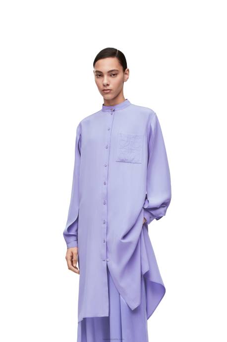 Loewe mujer vestido túnica anagrama en toile de seda LP641075 lila
