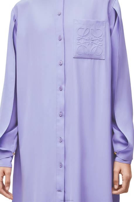 Loewe mujer vestido túnica anagrama en toile de seda LP641075 lila