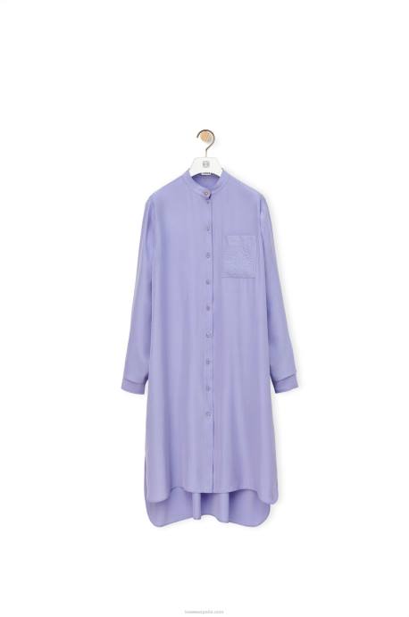 Loewe mujer vestido túnica anagrama en toile de seda LP641075 lila