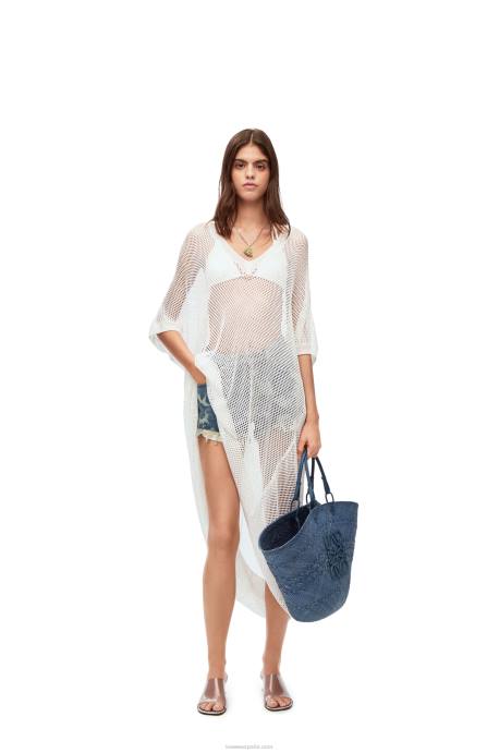 Loewe mujer vestido túnica de malla de viscosa LP641045 blanco